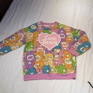 Care Bears All Over Graphic Pullover Multicolor Sweatshirt TikTok Women's Small
